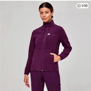 💜💜Figs Limited Edition Figs Deep Purple On Shift Full-Zip Fleece Jacket XS💜💜